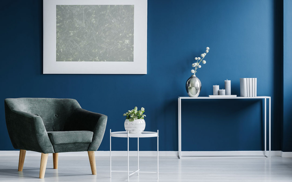 Blue-paint-colour-for-home-decorated-with-wall-frames