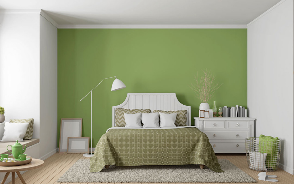 Pistachio-colour-bedroom-combined-with-white