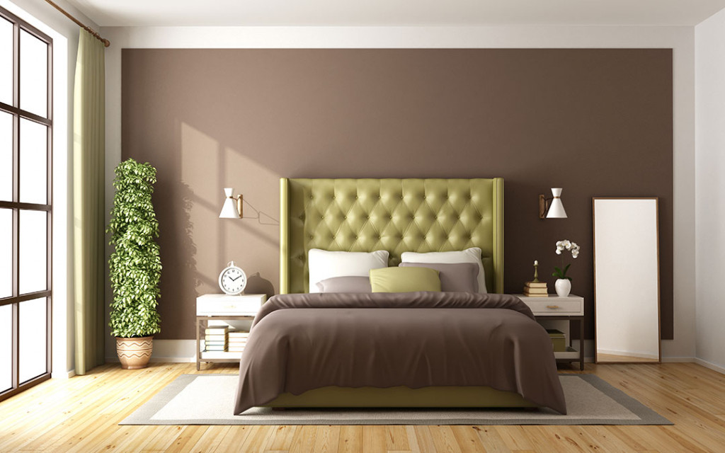 Bedroom-wall-painted-in-brown-colour