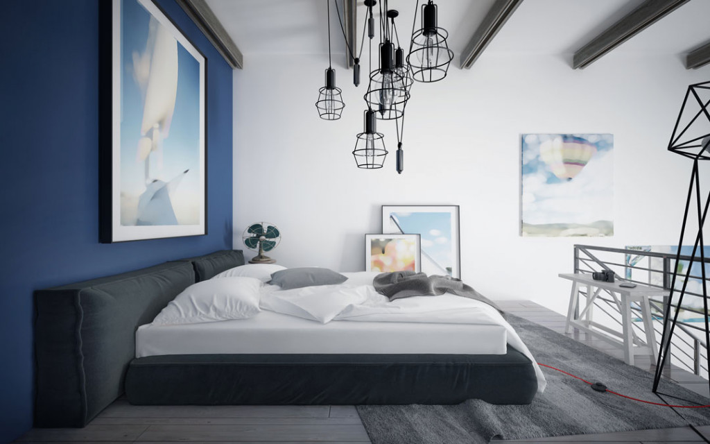 Indigo-and White-wall-paint-colour-combinations-for-bedroom