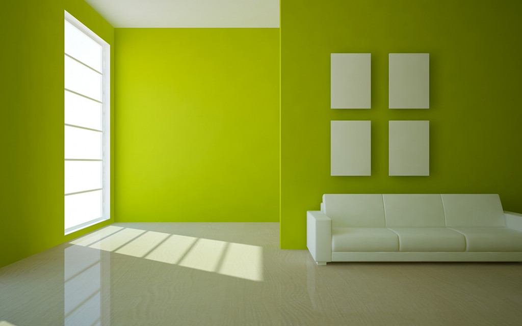 Living-room-wall-painted-with-lime-green-colour