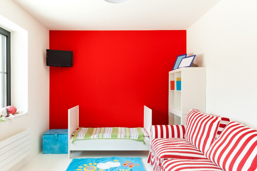 red wall color kids room paint
