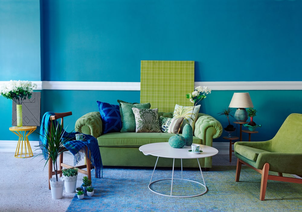 Blue color interior wall paint